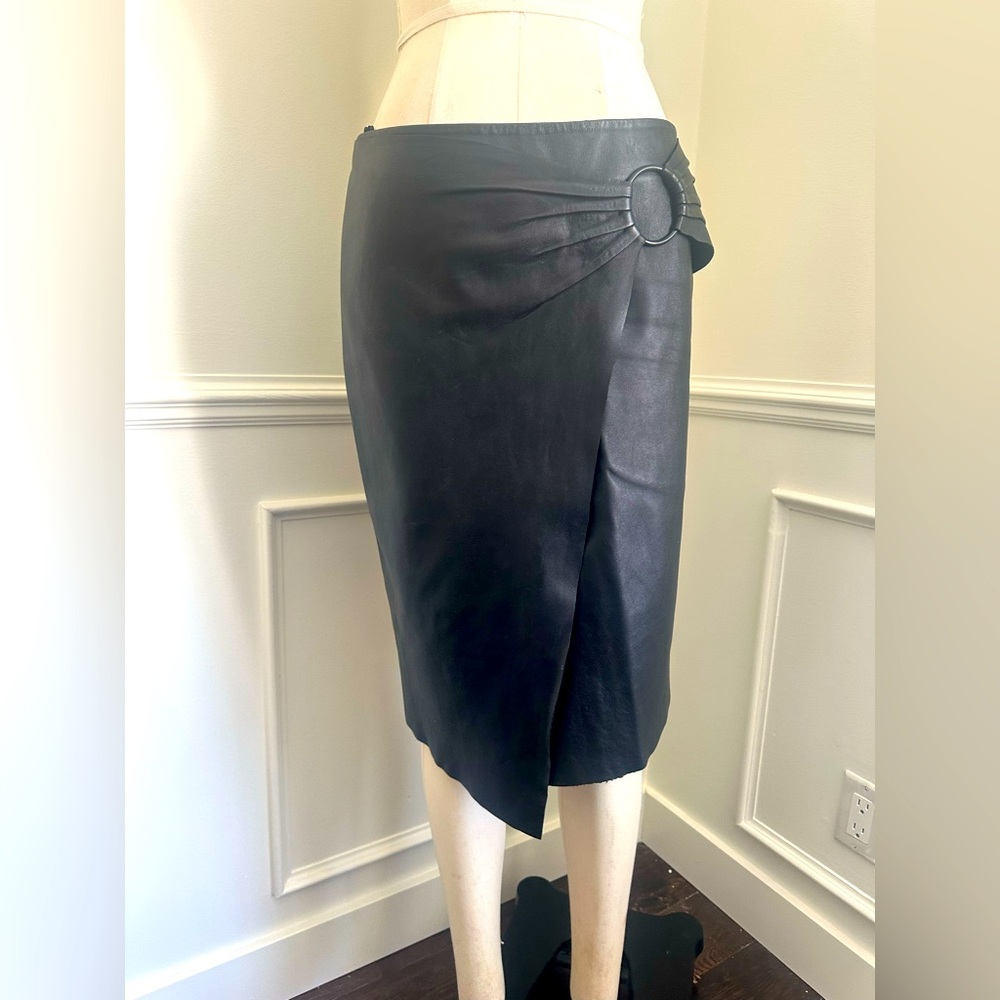 Vintage MNG collection Black lamb leather skirt
